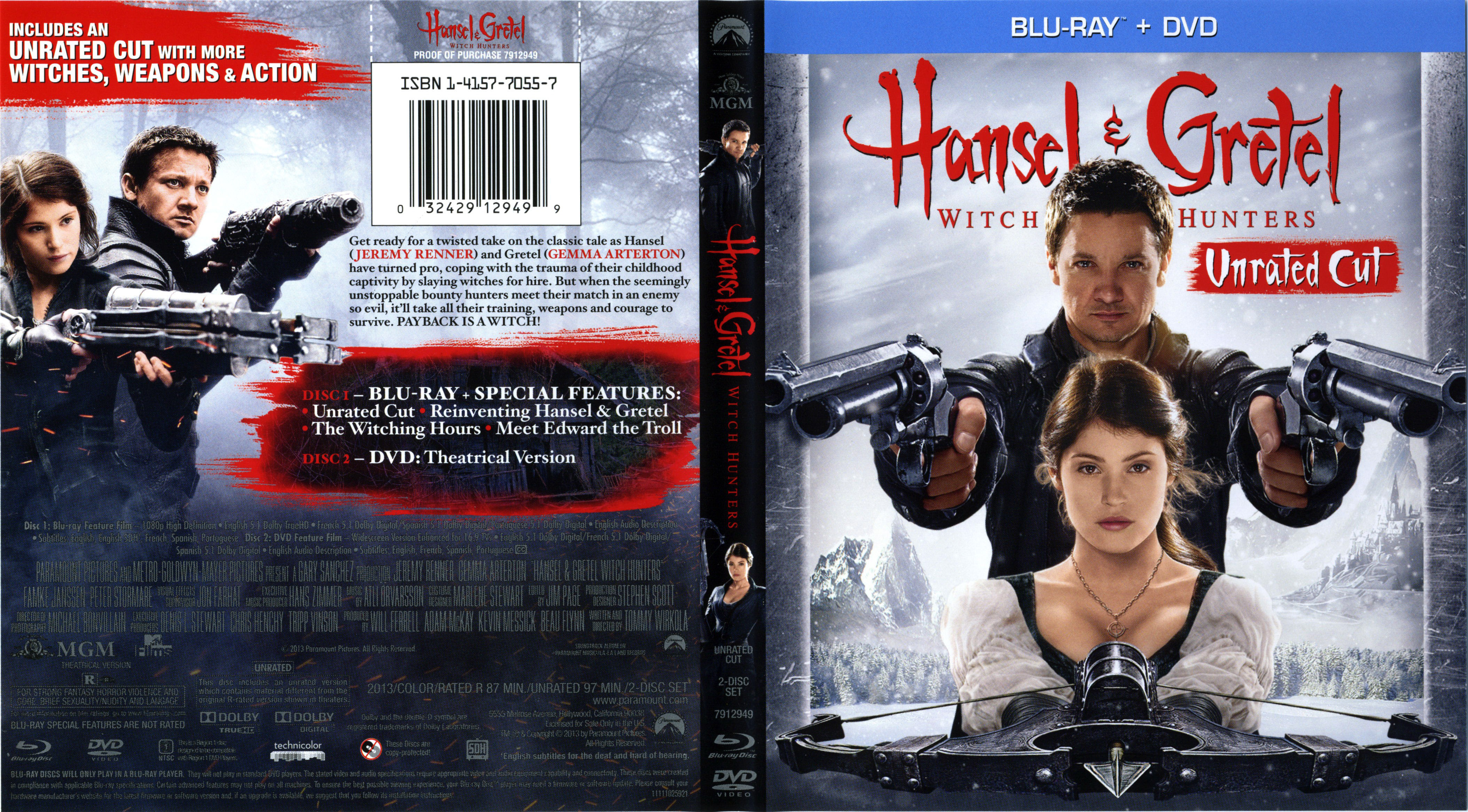COVERS.BOX.SK ::: Hansel & Gretel Witch Hunters - Unrated Cut (2013) Blu-ray - high ...4217 x 2334